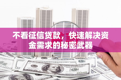 临河不看征信贷款，快速解决资金需求的秘密武器
