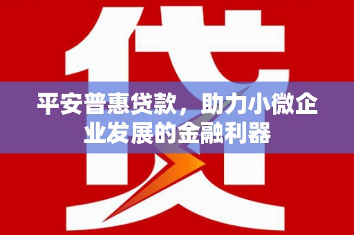 临河平安普惠贷款，助力小微企业发展的金融利器